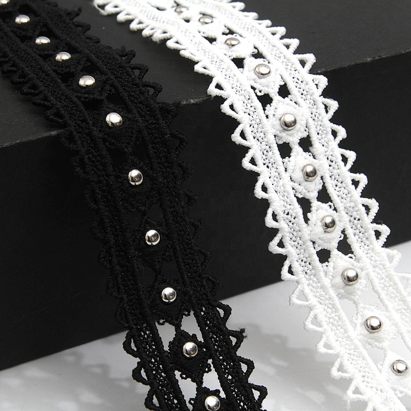 Wholesale 2.7cm Size Studs trim ribbon diy handmade costume dress sewing bead lace trim Design Rivets Trims