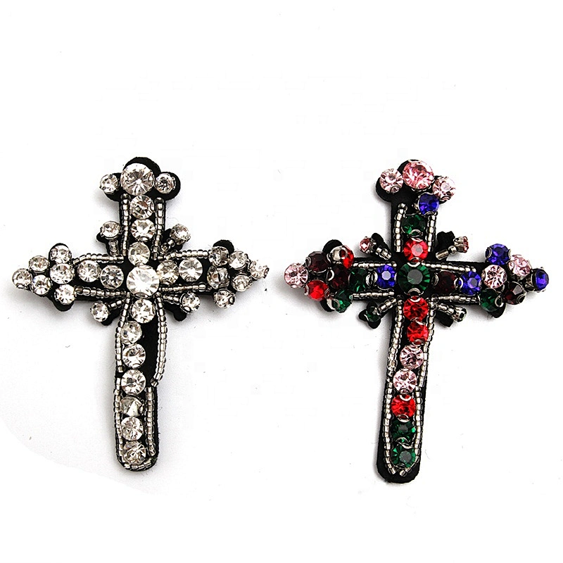 Christmas Cherry Flower Decorative Sew on Rhinestone Beaded Patches Wholesale patches for clothing