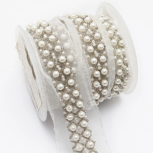 kavatar  wholesale new Handmade Bead lace Embroidered Tulle Trim wedding with Accessories Beads Crystals & Rhinestones