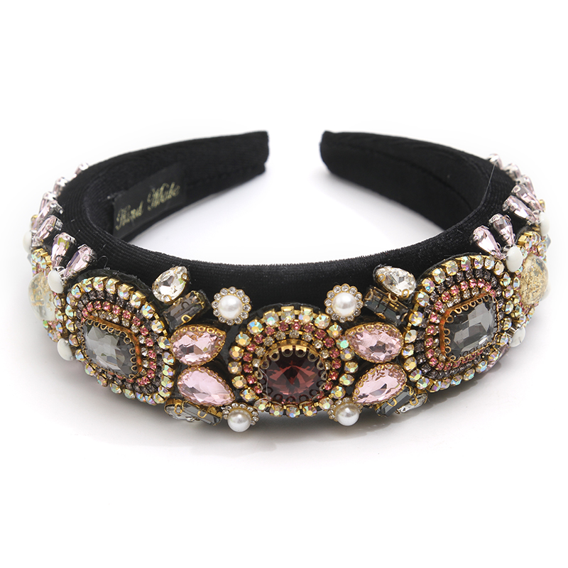 wholesale Hair Decoration Velour Crystal And Rhinestone Cup chain Decorated hair accessories Hairbands WOMEN HEADBAND