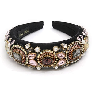 wholesale Hair Decoration Velour Crystal And Rhinestone Cup chain Decorated hair accessories Hairbands WOMEN HEADBAND