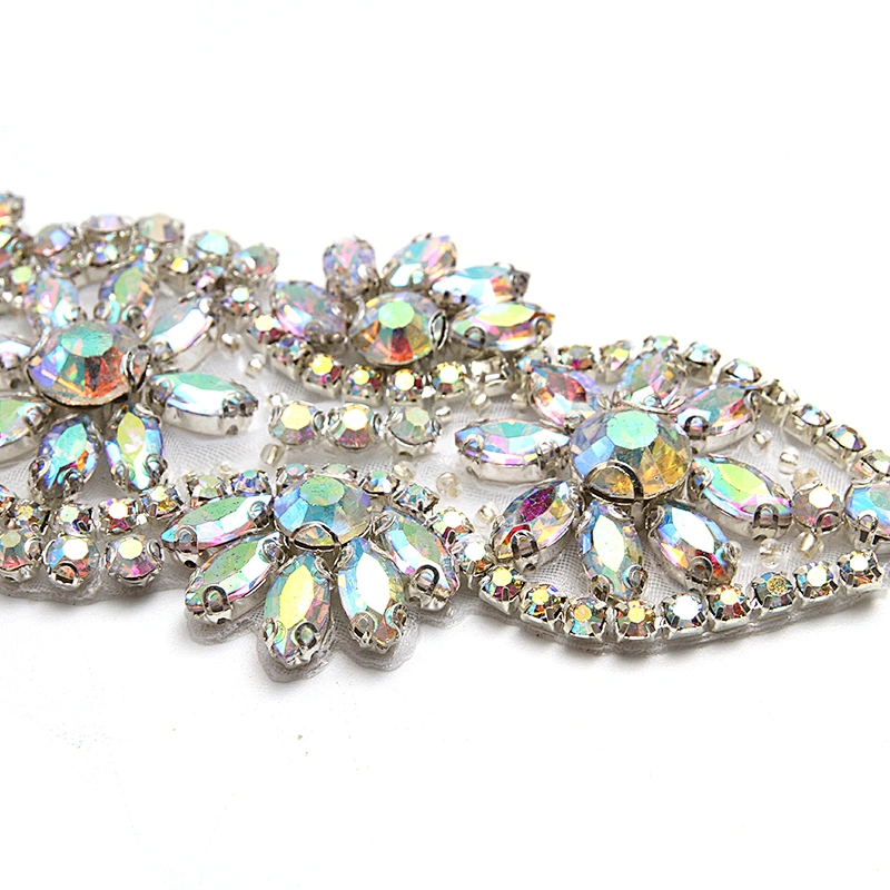 Christmas Cherry Flower Decorative Sew on Rhinestone Beaded Patches Wholesale patches for clothing