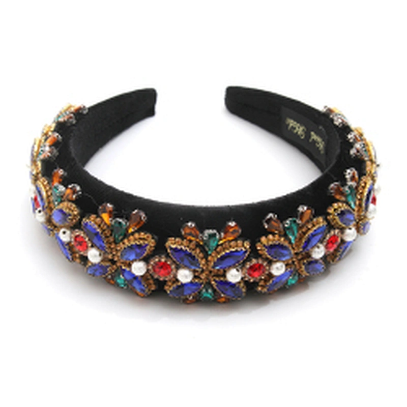wholesale Hair Decoration Velour Crystal And Rhinestone Cup chain Decorated hair accessories Hairbands WOMEN HEADBAND