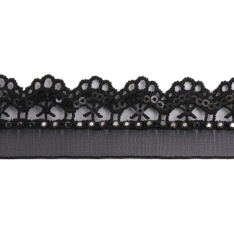 Wholesale Chain lace trim rhinestone 2.3 cm Sew-On lace trim Polyester net mesh Lace trimmings wedding for clothes  Accessories