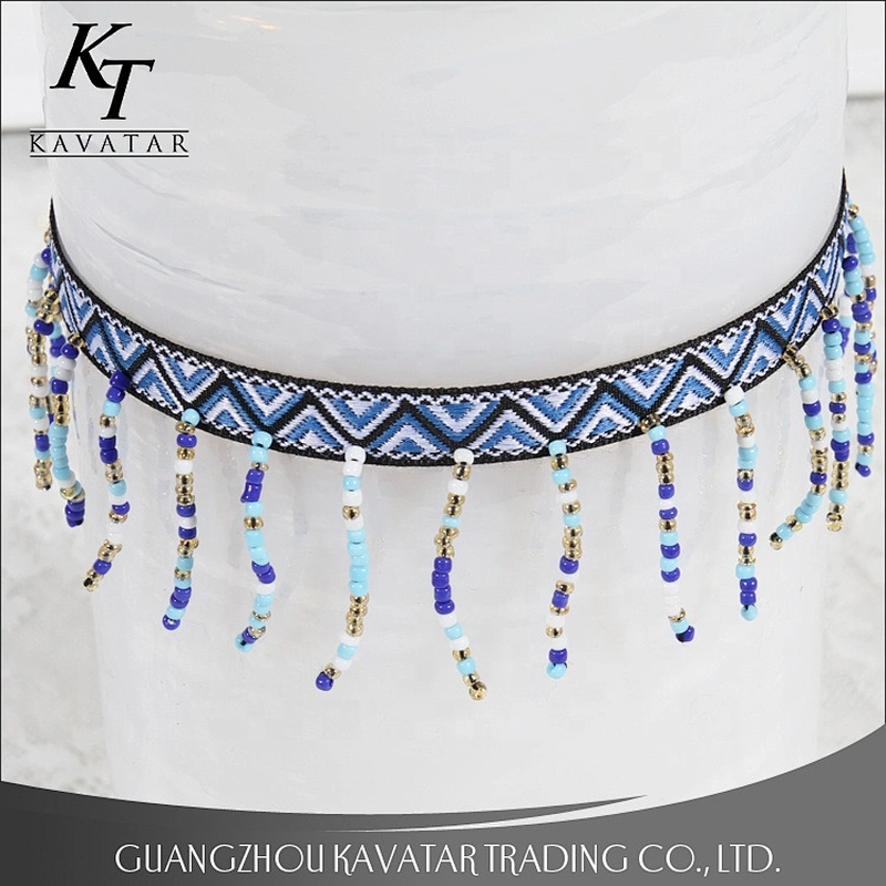 New Style Colorful Beaded Tassel Fringe With Jacquard Tape
