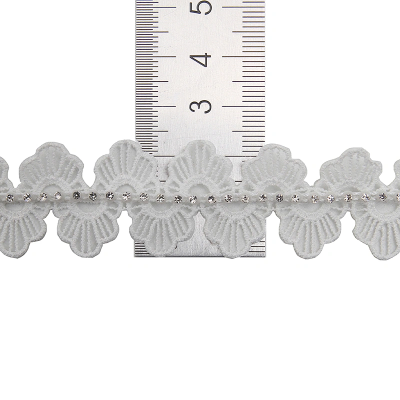 Wholesale Chain lace trim rhinestone 2.3 cm Sew-On lace trim Polyester net mesh Lace trimmings wedding for clothes  Accessories