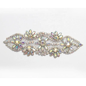 Christmas Cherry Flower Decorative Sew on Rhinestone Beaded Patches Wholesale patches for clothing