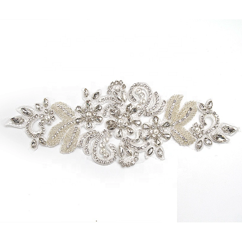 Christmas Cherry Flower Decorative Sew on Rhinestone Beaded Patches Wholesale patches for clothing