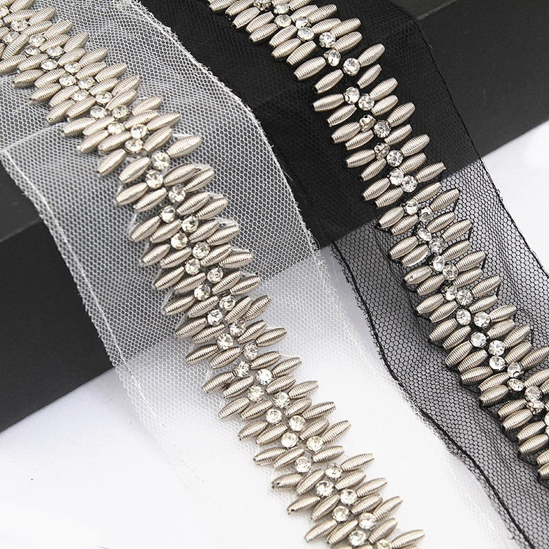 kavatar  wholesale new Handmade Bead lace Embroidered Tulle Trim wedding with Accessories Beads Crystals & Rhinestones
