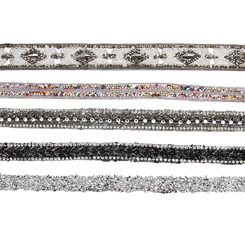 wholesale hot fix tape with rhinestone hot fix trimming chain glitter trim for DIY garment dresses Accessories