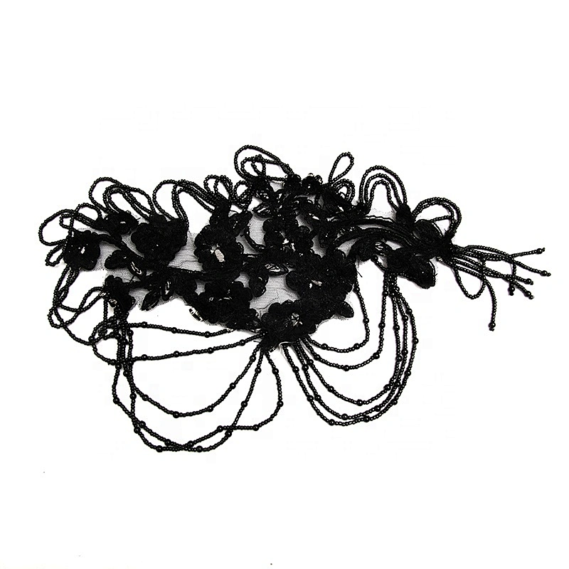 Christmas Cherry Flower Decorative Sew on Rhinestone Beaded Patches Wholesale patches for clothing
