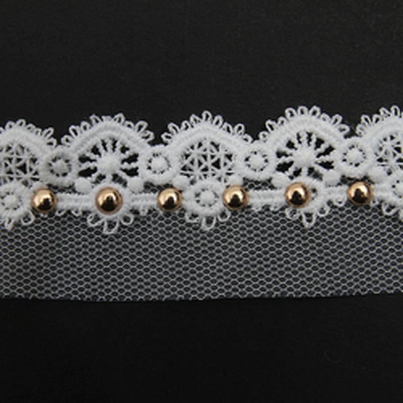 Wholesale 3cm Size Studs trim ribbon diy handmade costume dress sewing bead lace trim Design Rivets Trims
