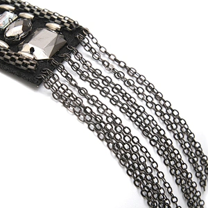 wholesale  designer badges cloth stickers Sew on for clothing accessories decoration 3D patch  rhinestone Metal Chain Tassel