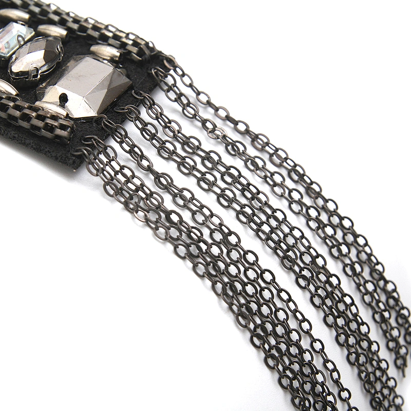wholesale  designer badges cloth stickers Sew on for clothing accessories decoration 3D patch  rhinestone Metal Chain Tassel