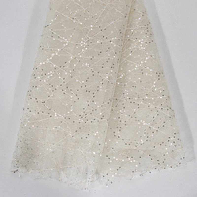 Kavatar Wholesale Customized Glitter Bling Velvet Fringe Sequin Fabric african lace fabrics