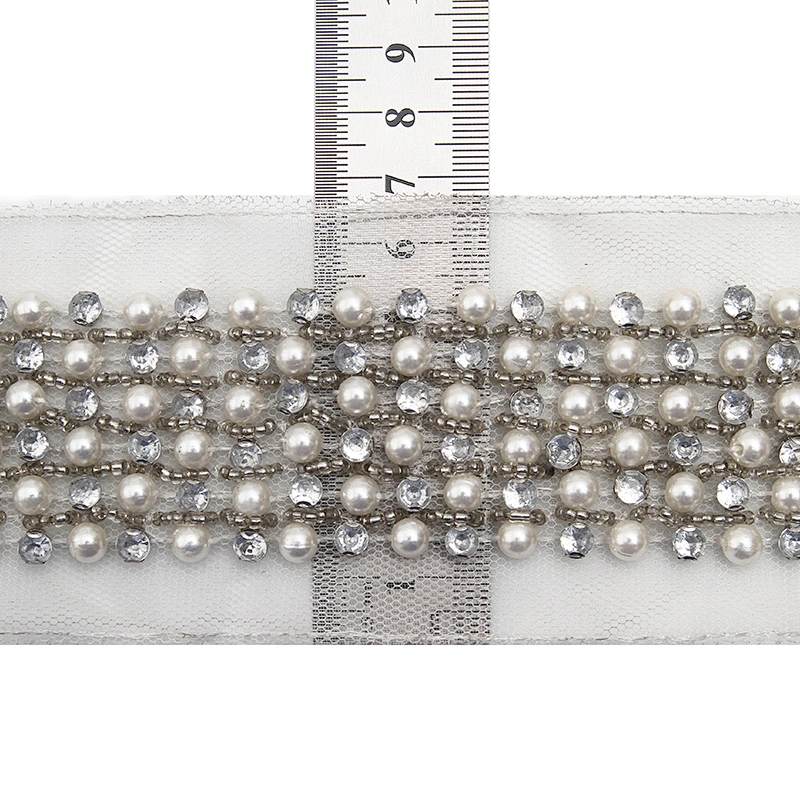 kavatar  wholesale new Handmade Bead lace Embroidered Tulle Trim wedding with Accessories Beads Crystals & Rhinestones