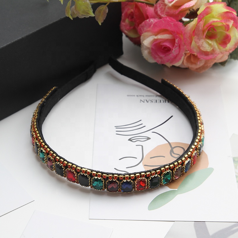 Korea Fashion Womens Hair Accessories  Custom crystal  Headband Hairbands 2020 soft pu hairband gold alloy chain headwear