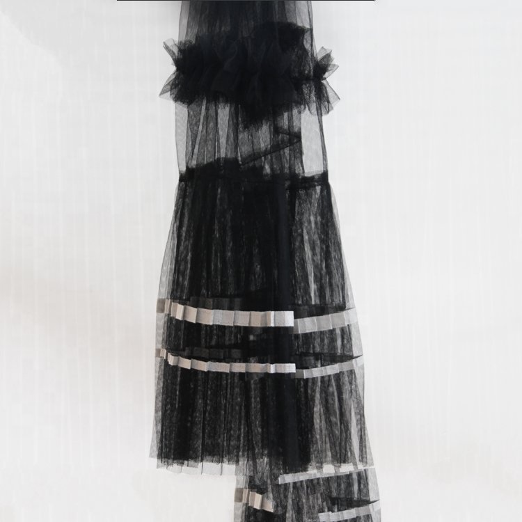 Fashion Beautiful Black Mesh Fabric Cloth Material Lace Dress African lace fabric