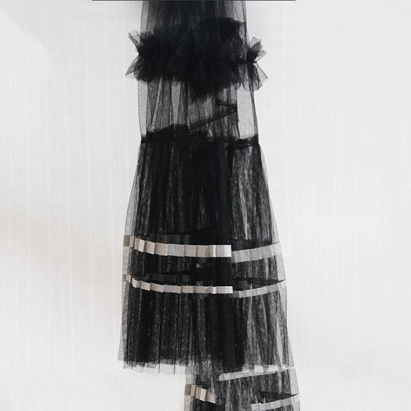 Fashion Beautiful Black Mesh Fabric Cloth Material Lace Dress African lace fabric
