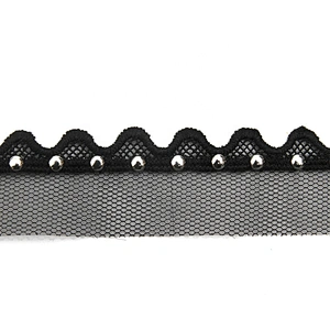 Wholesale 3.7cm Size Studs trim ribbon diy handmade costume dress sewing bead lace trim Design Rivets Trims