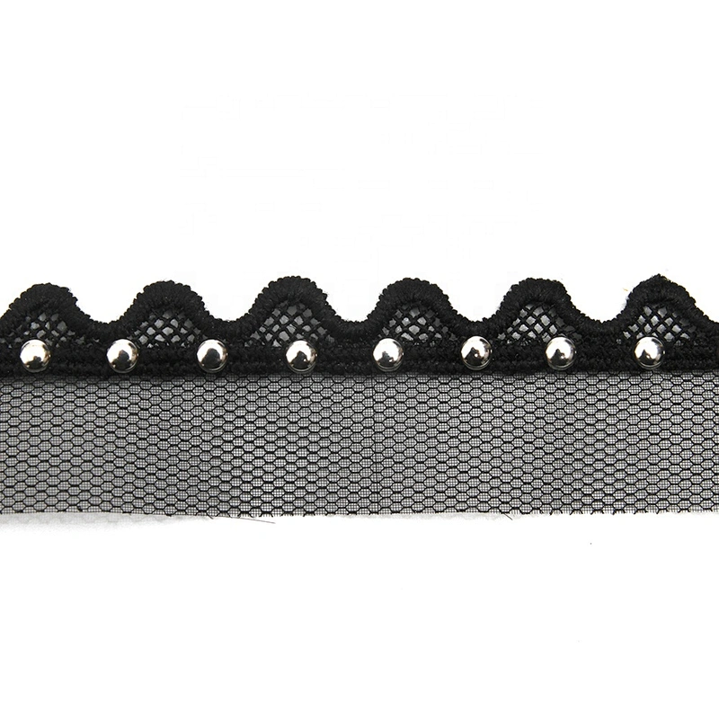 Wholesale 3.7cm Size Studs trim ribbon diy handmade costume dress sewing bead lace trim Design Rivets Trims