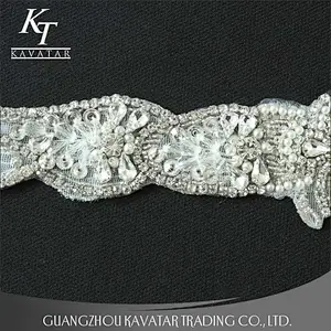 Guangzhou Accessories Custom Rhinestone Applique Patches For Wedding Dress Crystal belt for Bridal Dress Accessories