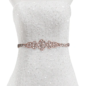 wholesale bling rhinestone trim Accessories  Sew on Hot-fix bodice applique white wedding dress Crystal belt for Bridal Dress