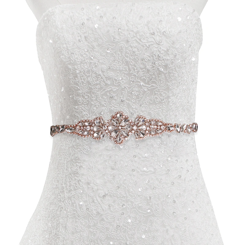 wholesale bling rhinestone trim Accessories  Sew on Hot-fix bodice applique white wedding dress Crystal belt for Bridal Dress