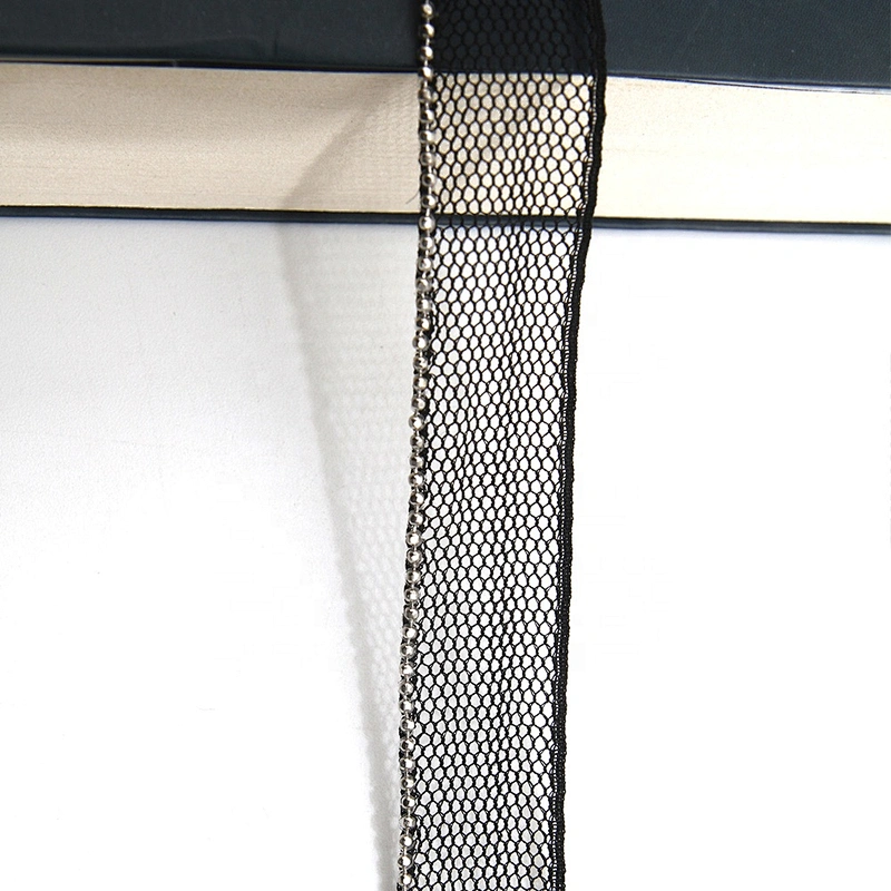 Wholesale Chain lace trim beaded 1.3 cm Sew-On lace trim Polyester net mesh Lace trimmings for clothes  Accessories