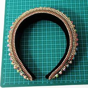 Manufacturers direct colorful beads with blue pearl headband bride with hand sewing Acrylic beads with the latest style bling
