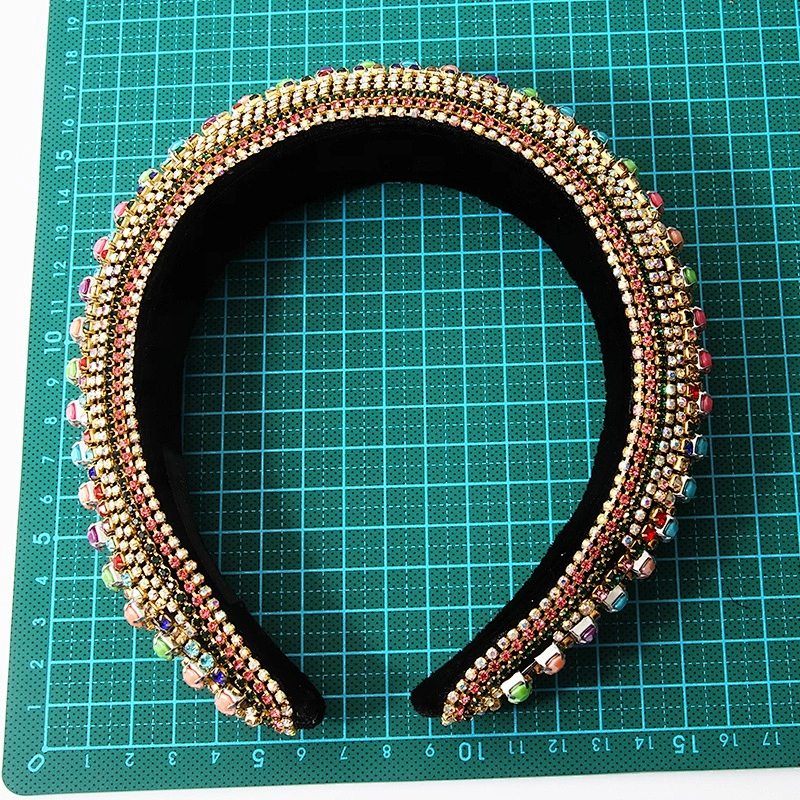 Manufacturers direct colorful beads with blue pearl headband bride with hand sewing Acrylic beads with the latest style bling