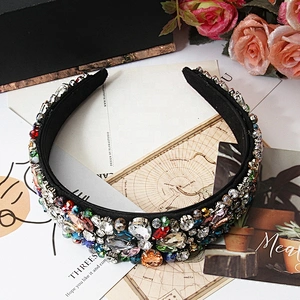 Manufacturer of direct colored beads with pink jewel stone hoops with hand sewn fashionable ethos the latest style hair hoops baroque