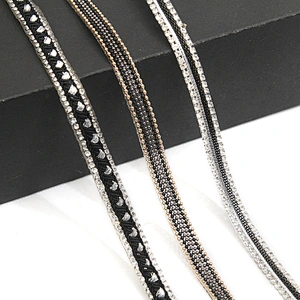 wholesale hot fix tape with rhinestone hot fix trimming chain glitter trim for DIY garment dresses Accessories