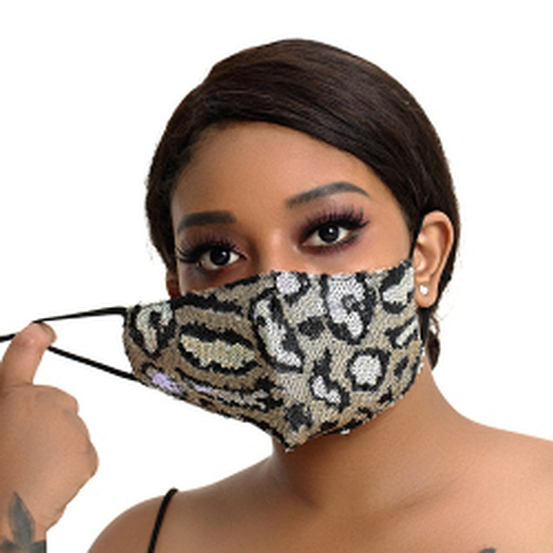 kavatar European and American Sequin tiger leopard print dust and haze proof fashion Maske  PM2.5 transfers