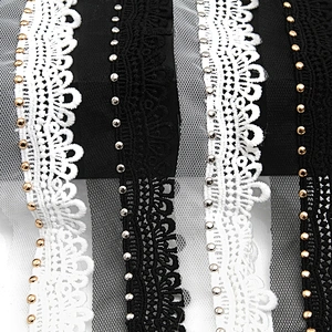 Wholesale 4cm Size Studs trim ribbon diy handmade costume dress sewing bead lace trim Design Rivets Trims