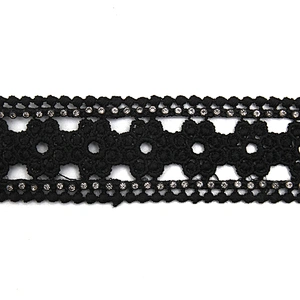 Wholesale Chain lace trim rhinestone 2.8 cm Sew-On lace trim Polyester net mesh Lace trimmings wedding for clothes  Accessories