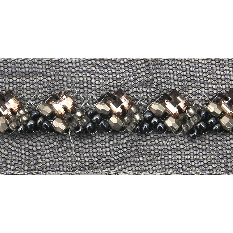 kavatar  wholesale new Handmade Bead lace Embroidered Tulle Trim wedding with Accessories Beads Crystals & Rhinestones