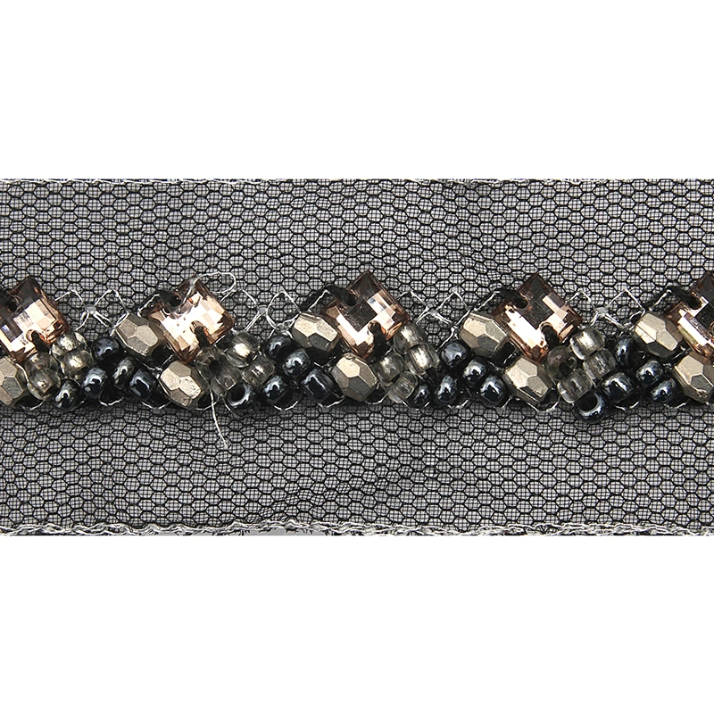 kavatar  wholesale new Handmade Bead lace Embroidered Tulle Trim wedding with Accessories Beads Crystals & Rhinestones