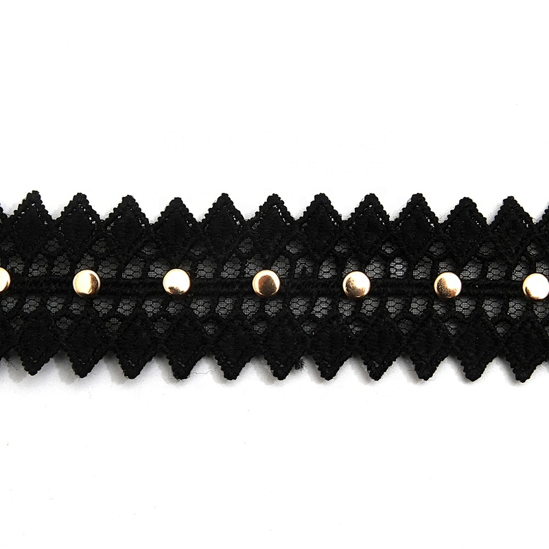 Wholesale 3cm Studs trim ribbon diy handmade costume dress sewing bead lace trim Design Rivets Trims
