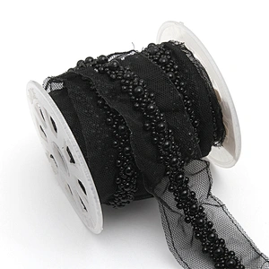 kavatar  wholesale new Handmade Bead lace Embroidered Tulle Trim wedding with Accessories Beads Crystals & Rhinestones