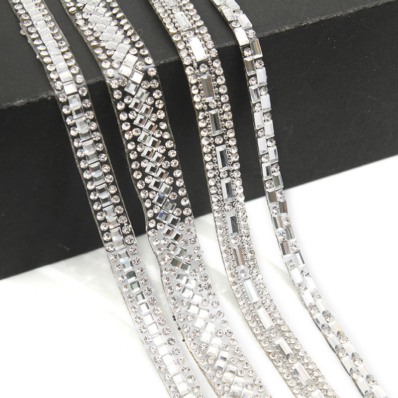 wholesale hot fix tape with rhinestone hot fix trimming chain glitter trim for DIY garment dresses Accessories