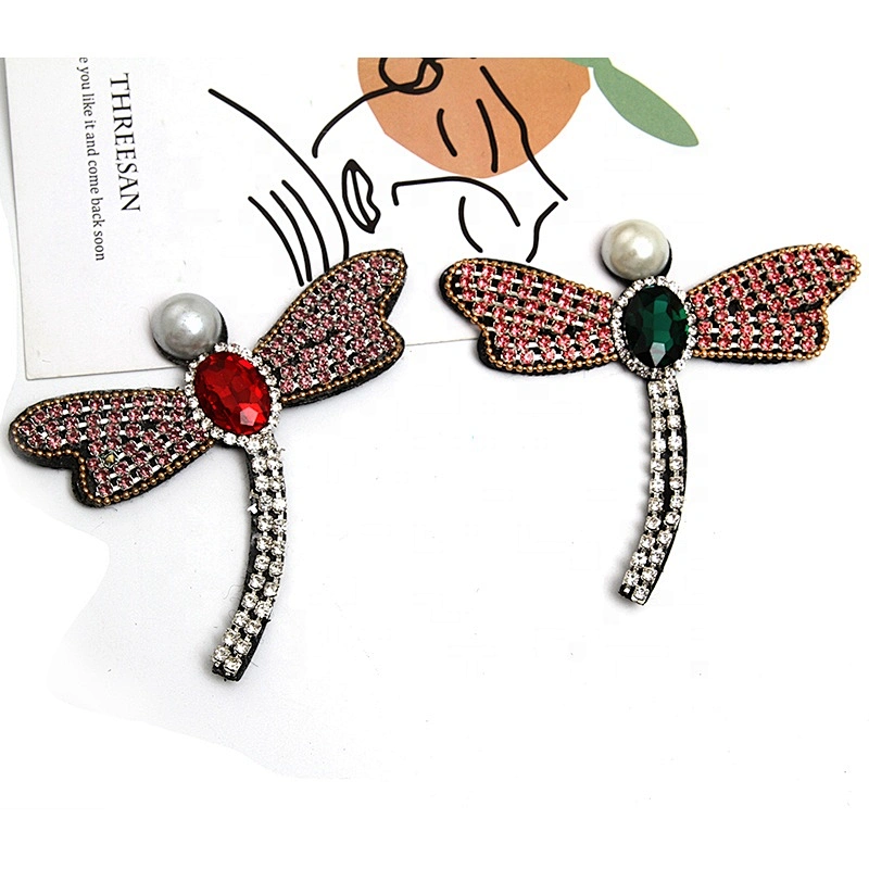 Christmas Cherry Flower Decorative Sew on Rhinestone Beaded Patches Wholesale patches for clothing