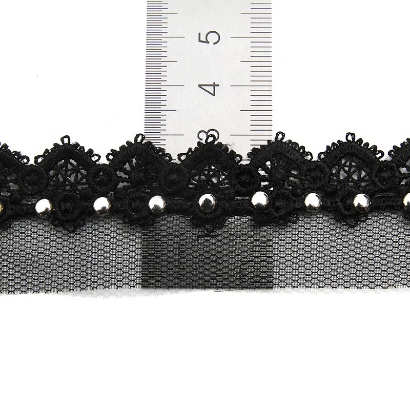 Wholesale 3cm Size Studs trim ribbon diy handmade costume dress sewing bead lace trim Design Rivets Trims