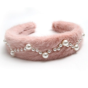 Factory sells colorful hair plush tie elastic creative fluffy fashion hair hoop birthday hairband Cute headband fur headband