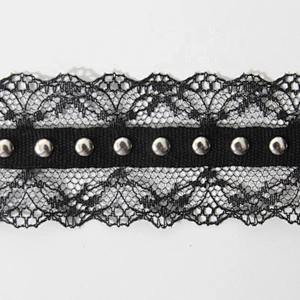 lace trim ribbon black diy handmade costume dress sewing Accessories Studs beaded Design Lace Trims Rivet Mesh Trim