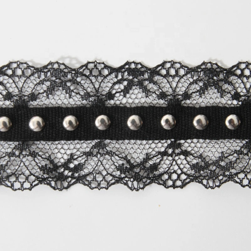 lace trim ribbon black diy handmade costume dress sewing Accessories Studs beaded Design Lace Trims Rivet Mesh Trim
