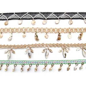 Wholesale tassels lace trim for garment rhinestone Pearl fringe tassel trimming  jute tassel trim