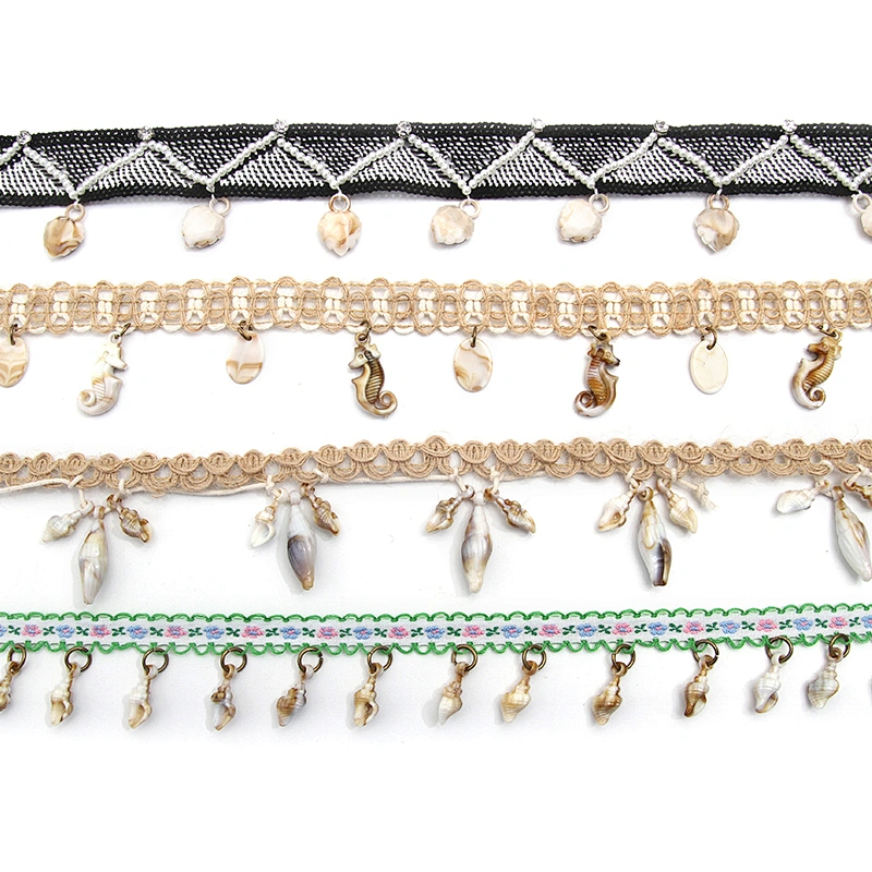 Wholesale tassels lace trim for garment rhinestone Pearl fringe tassel trimming  jute tassel trim