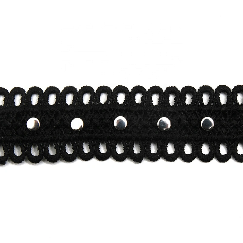 Wholesale 2.7cm Studs trim ribbon diy handmade costume dress sewing bead lace trim Design Rivets Trims