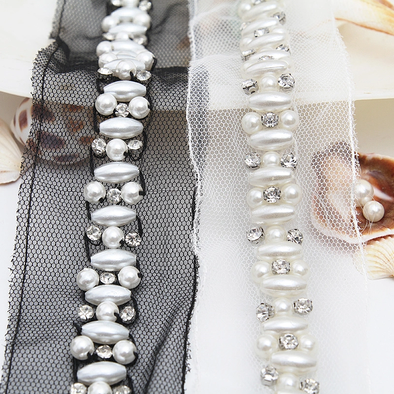 kavatar  wholesale new Handmade Bead lace Embroidered Tulle Trim wedding with Accessories Beads Crystals & Rhinestones